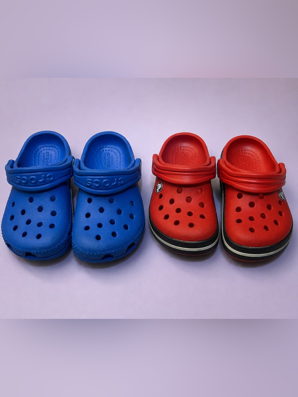 Bundle of 2 Toddler Crocs C4 Blue & Red Classic Clogs